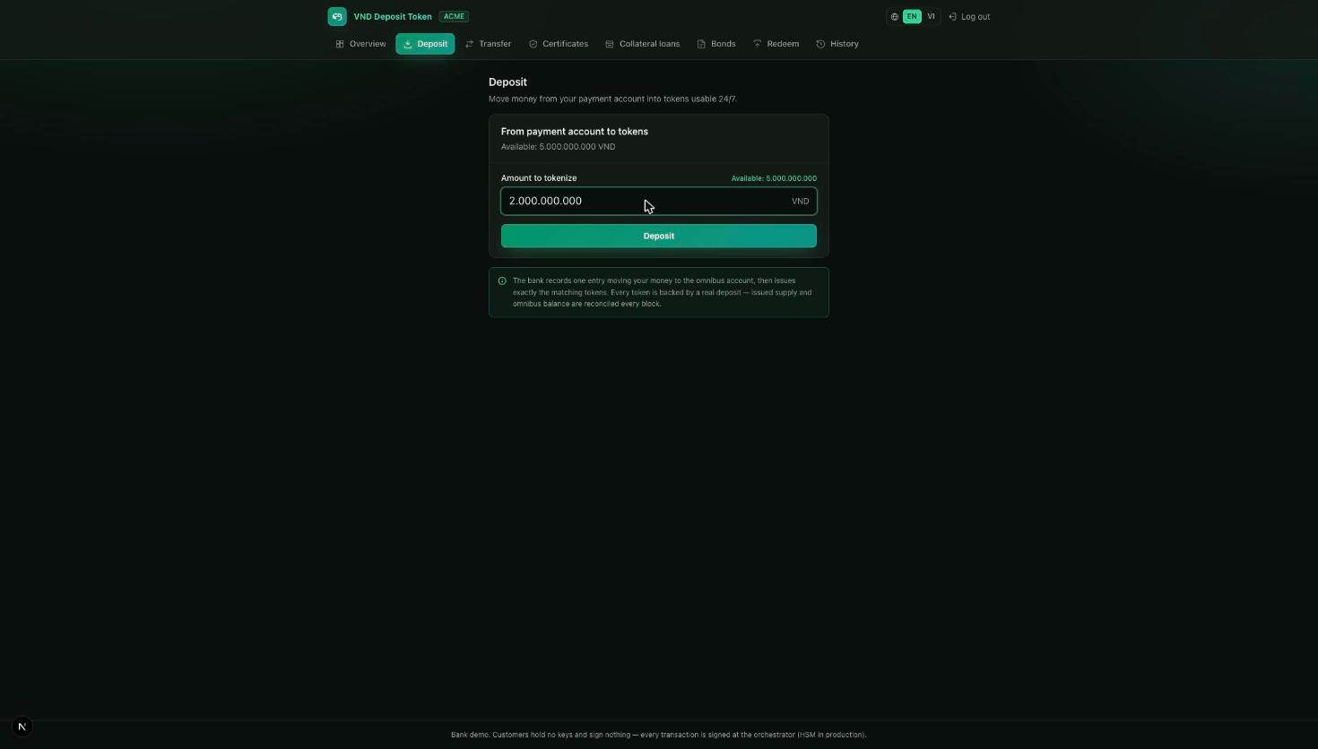 Deposit form