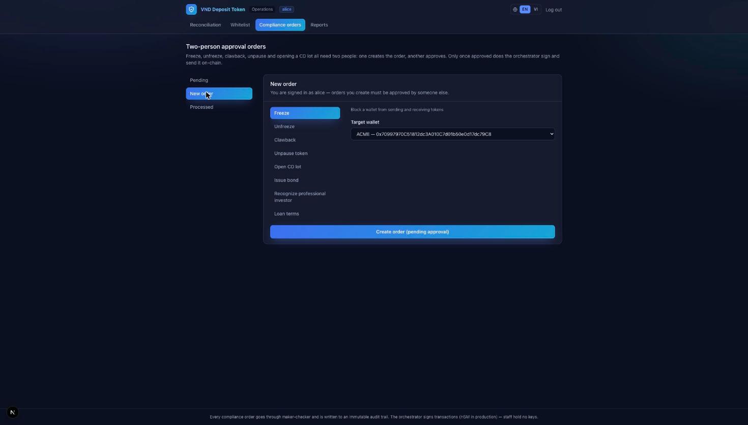 New compliance order form